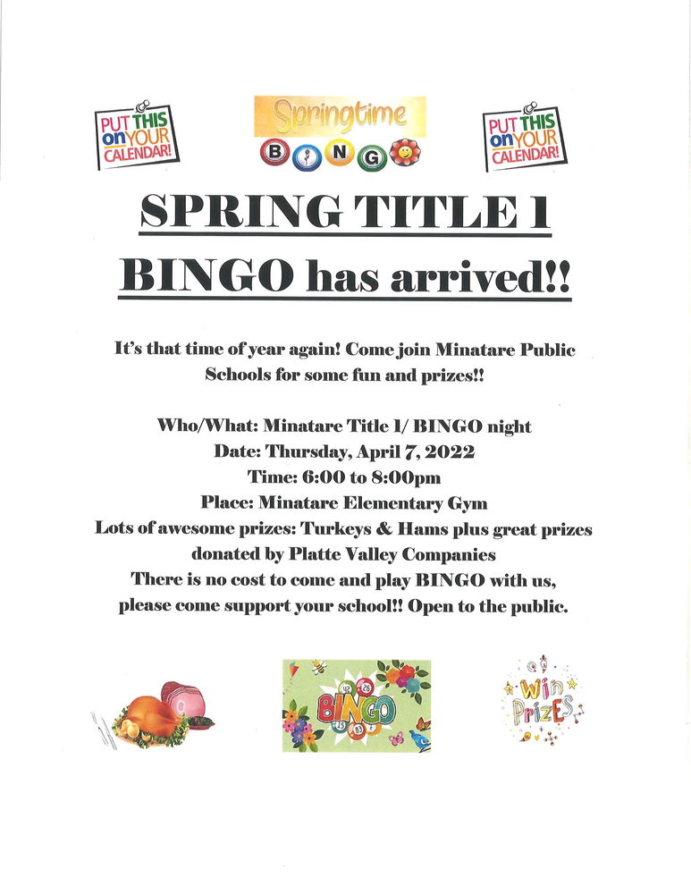 Title I Spring Bingo | Minatare Public School District